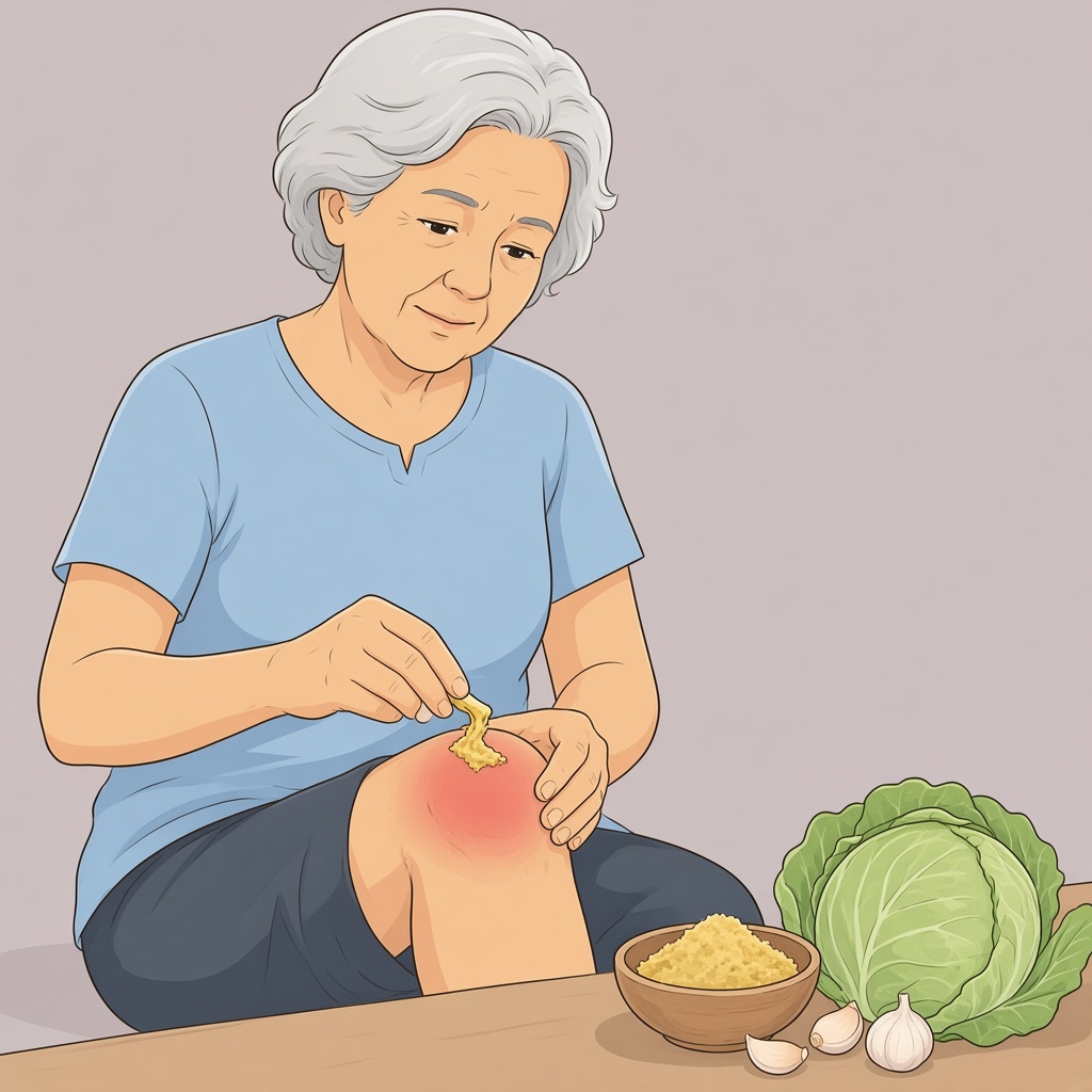 Pasta de jengibre sobre la rodilla